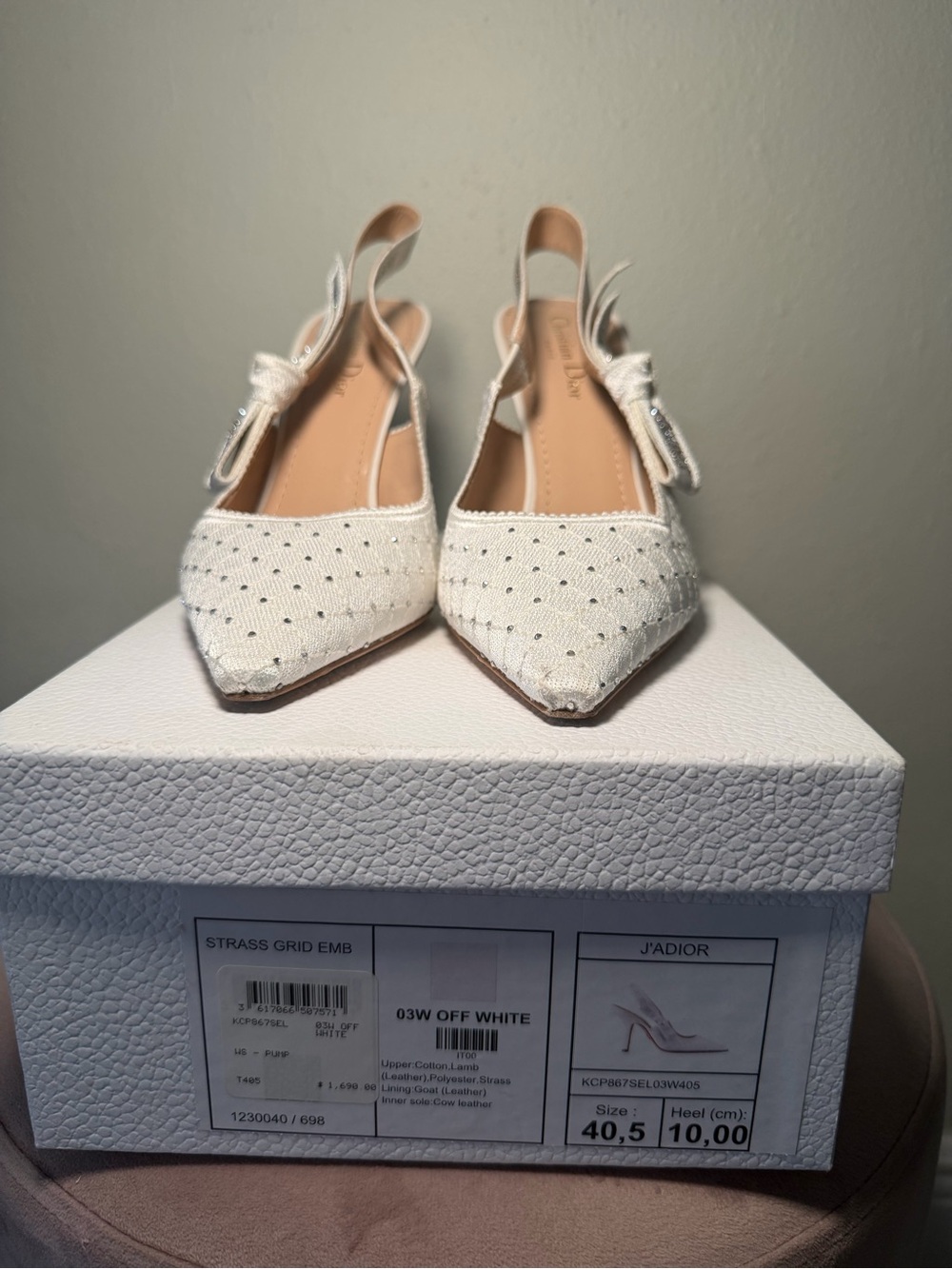 Christian Dior J’Adior Slingback Pumps Off White Size 40.5 w/ Box